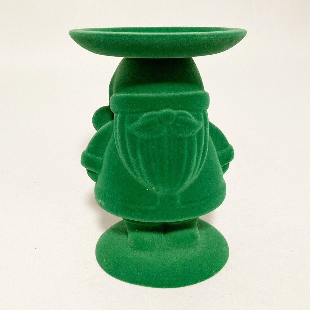 Bath & Body Works Green Flocked Velvet Santa Standing Pedestal Candle Holder